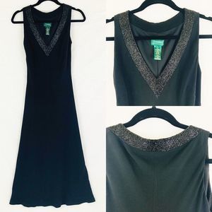 LAUREN RALPH LAUREN Sz 2 Black Beaded Dress